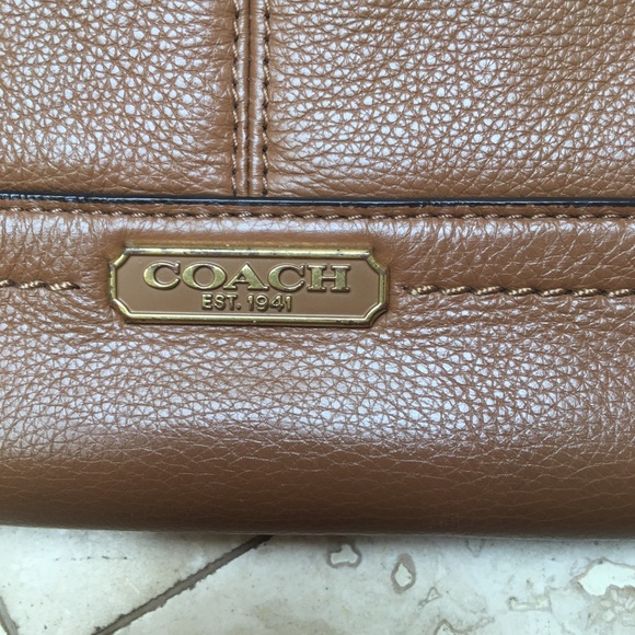 Coach tote bag smooth park leather carryall British tan handbag purse - Picture 6 of 9